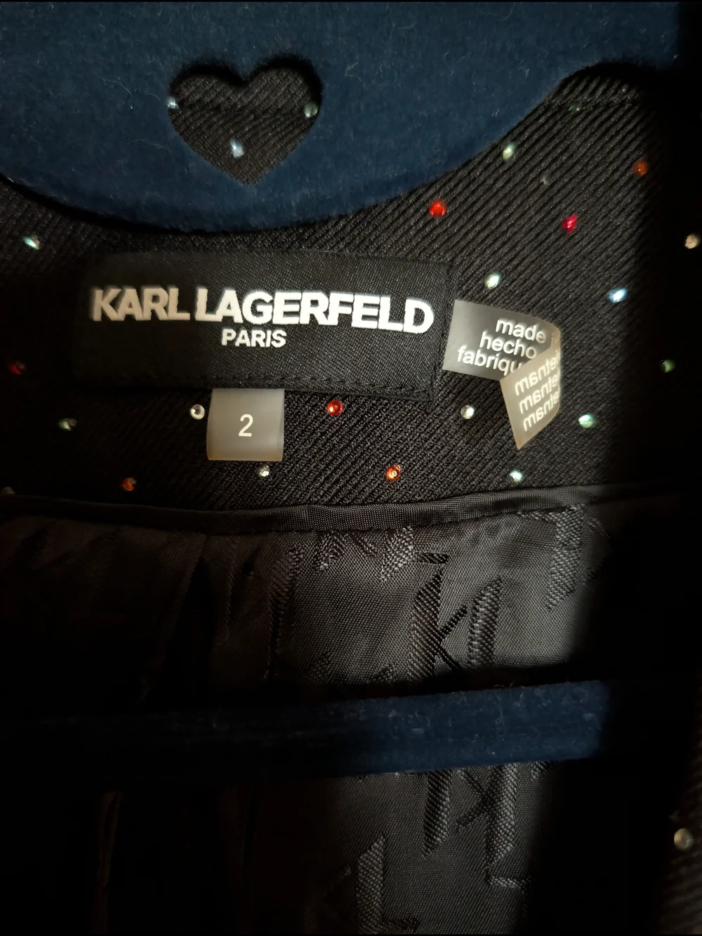 NWT Karl Lagerfeld Paris Rainbow Rhinestone Embellished Blazer Size 2